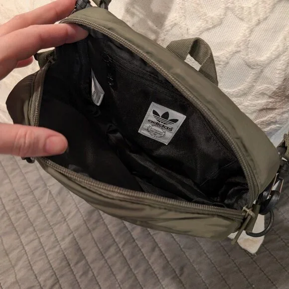 Adidas Puffer And Pouch Crossbody Bag, Olive Strata Green/Black - Picture 5 of 10